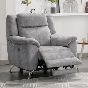 Mankato Fabric Electric Recliner 1 Seater Sofa In Ash