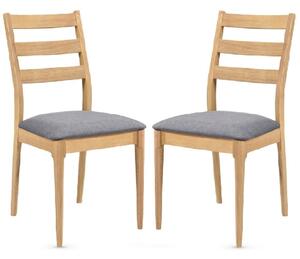 Orillia Oak Wooden Dining Chairs With Fabric Seat In Pair