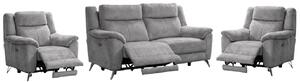 Mankato Fabric Electric Recliner 3+1+1 Seater Sofa Set In Ash