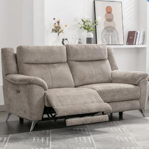 Mankato Fabric Electric Recliner 3 Seater Sofa In Fossil