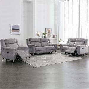 Mankato Fabric Electric Recliner Sofa Suite In Ash
