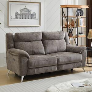 Mankato Fabric Electric Recliner 3 Seater Sofa In Stone