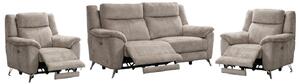 Mankato Fabric Electric Recliner 3+1+1 Seater Sofa Set In Fossil