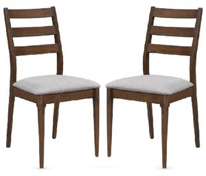 Orillia Walnut Wooden Dining Chairs With Fabric Seat In Pair