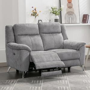 Mankato Fabric Electric Recliner 2 Seater Sofa In Ash