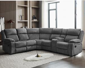 Martinez Fabric Recliner Corner Sofa Suite In Slate Grey
