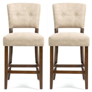 Ontario Beige Bison Fabric Bar Chairs In Pair