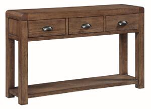Ontario Wooden Console Table With 3 Drawers In Dark Oak
