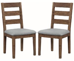 Ontario Dark Oak Wooden Dining Chairs With Fabric Seat In Pair
