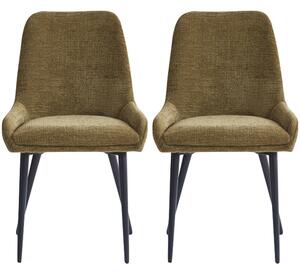 Omaha Olive Green Fabric Dining Chairs In Pair