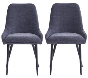 Omaha Graphite Grey Fabric Dining Chairs In Pair