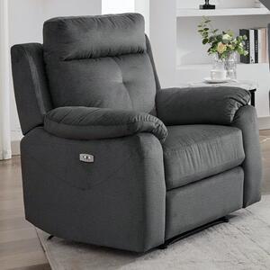 Pasco Fabric Electric Recliner 1 Seater Sofa In Anthracite