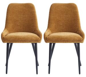 Omaha Mustard Fabric Dining Chairs In Pair