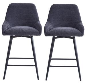 Omaha Graphite Grey Fabric Bar Chairs In Pair