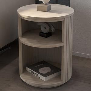 Sedalia Wooden Round Side Table In Whitewash