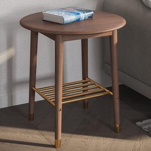 Rumbek Wooden Round Side Table In Walnut