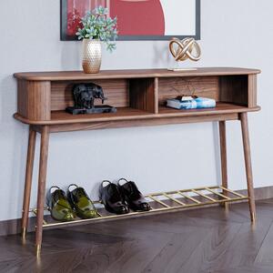 Rumbek Wooden Rectangular Console Table In Walnut