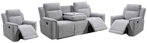 Sheridan Fabric Recliner 3+1+1 Seater Sofa Set In Light Grey