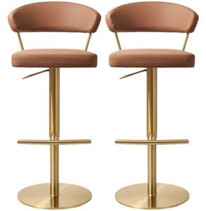 Sloan Brown Leather Bar Stools In Pair