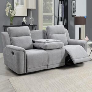 Sheridan Fabric Recliner 3 Seater Sofa In Light Grey