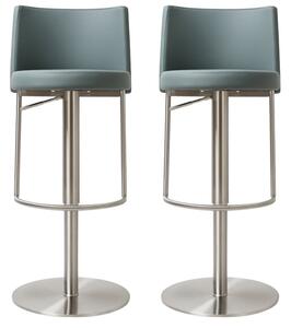 Viola Teal PU Leather Bar Stools In Pair