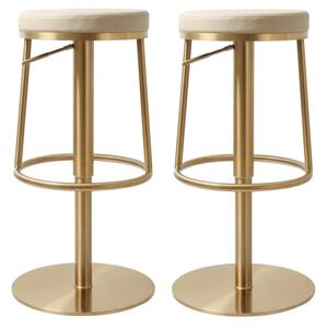 Visalia Barley PU Leather Bar Stools With Gold Base In Pair