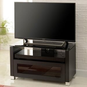 Elmira Milan Wooden TV Stand With Glass Top In Black