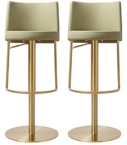 Viola Pistachio PU Leather Bar Stools In Pair