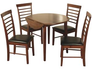 Marsic Wooden Round Drof Leaf Dining Table With 4 Chairs In Dark Oak