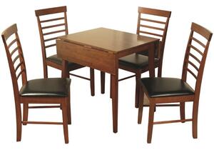 Marsic Wooden Square Drof Leaf Dining Table With 4 Chairs In Dark Oak