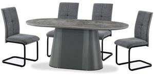 Bedford Sintered Stone Dining Table With 6 Vauxhall Chairs In Dark Grey