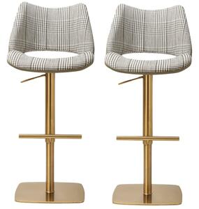 Cardwell Olive Leather Fabric Bar Stools With Gold Base In Pair