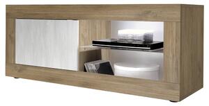 Taylor Wooden TV Stand 1 Door In Mercure And White With LED
