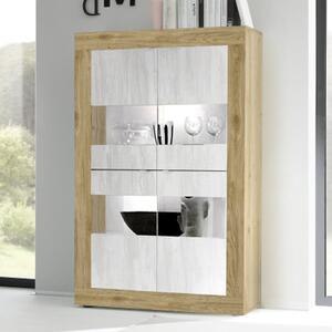 Taylor Wooden Display Cabinet 4 Doors In Cadiz And White With LED