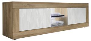 Taylor Wooden TV Stand 2 Doors In Mercure And White With LED