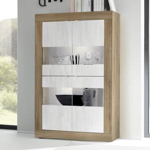 Taylor Wooden Display Cabinet 4 Doors In Mercure And White With LED