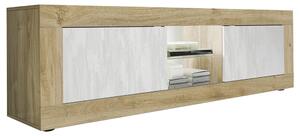 Taylor Wooden TV Stand 2 Doors In Cadiz And White With LED