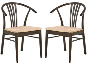 Ionia Off White Smoked Oak Rattan Dining Chairs In Pair