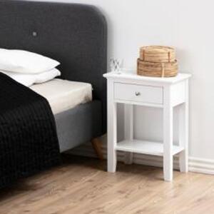 Leesburg Wooden Bedside Cabinet With 1 Drawer In White