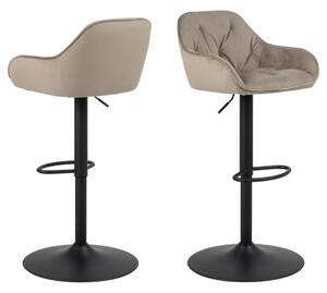 Bilbao Beige Velvet Bar Stools With Black Base In Pair