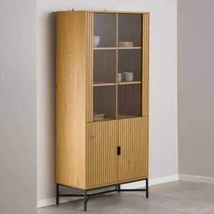 Japar Wooden Display Cabinet With 4 Doors In Oak And Black
