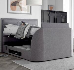 Kirkland Fabric Ottoman Storage Double TV Bed In Grey