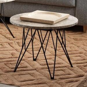 Putnam Marble Side Table With Black Legs In Grey Brown
