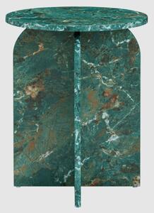 Arcata Wooden Round Side Table In Amazon Green Marble Effect