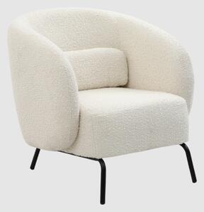 Jerome Fabric Armchair With Black Metal Legs In Cologne Ivory