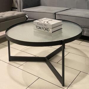 Prague Ribbed Glass Coffee Table With Black Metal Frame