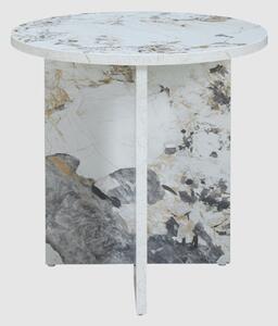 Aurora Wooden Round Side Table In Pandora Marble Effect