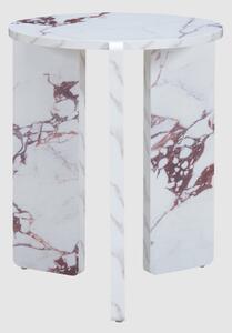 Halifax Wooden Round Side Table In Violetta Marble Effect