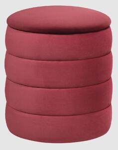 Rifle Fabric Cylindrical Ribbed Stool In Burgundy