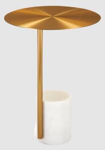 Victoria Metal Lamp Table With White Marble Base In Gold